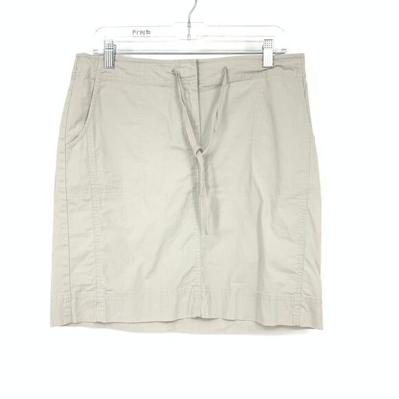 J. Jill Khaki Skirt Womens Size 10 Beige Drawstring Waist Stretch Cotton - Picture 1 of 6